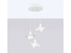 Lámparas Colgantes Hyperion Moderno De Acero - 3 Fuentes Luminosas - L.32 X A.120 Cm - Blanco