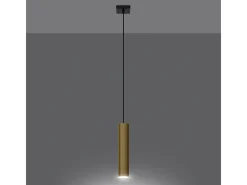 Lámparas Colgantes Lagos Moderno De Acero - 1 Fuentes Luminosas - L.8 X A.100 Cm - Brillo Dorado