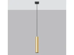 Lámparas Colgantes Lagos Moderno De Acero - 1 Fuentes Luminosas - L.8 X A.100 Cm - Brillo Dorado
