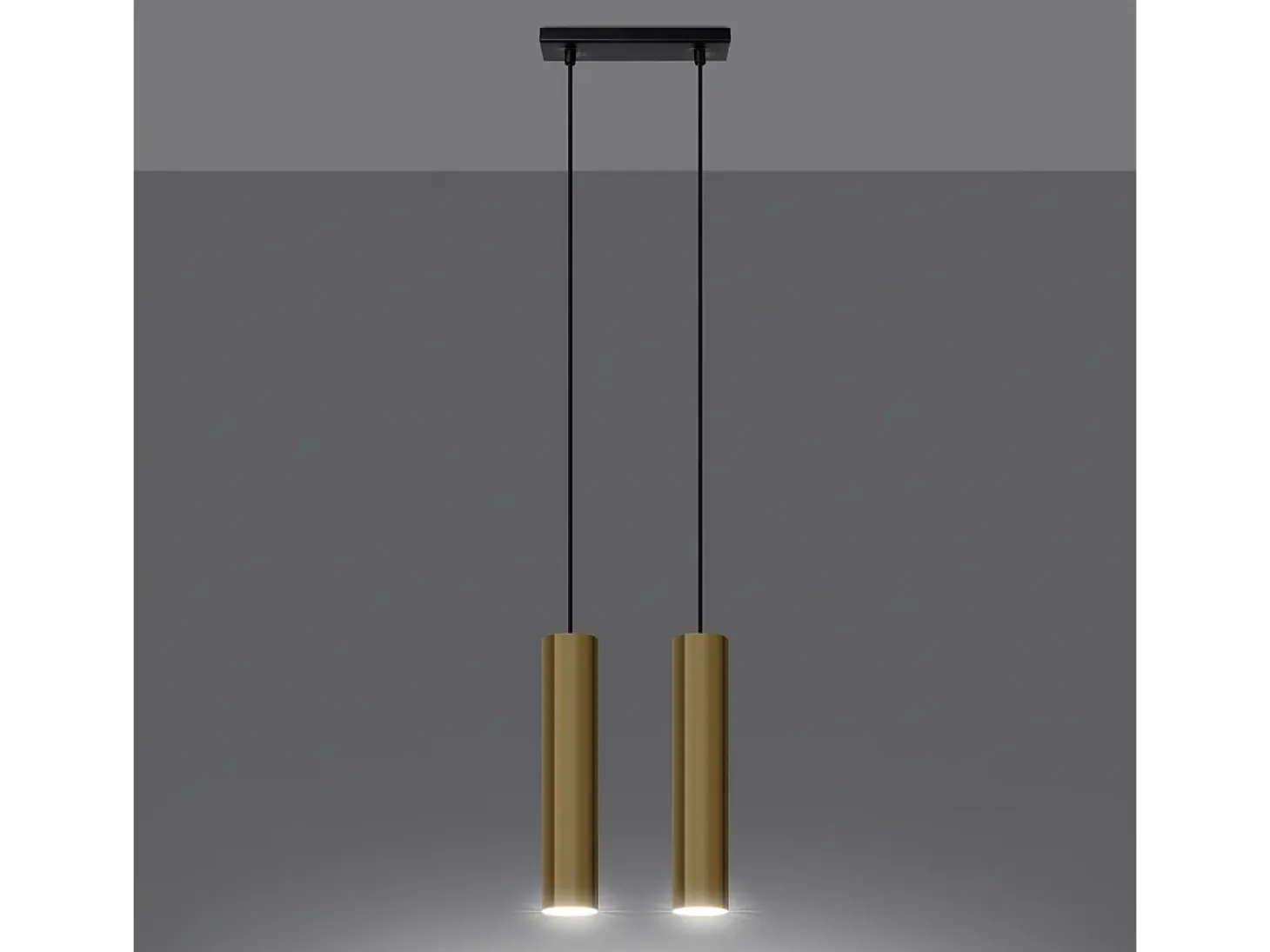Lámparas Colgantes Lagos Moderno De Acero - 2 Fuentes Luminosas - L.30 X A.90 Cm - Brillo Dorado