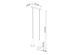 Lámparas colgantes Lum moderno de concreto - 2 fuentes luminosas 3000K - L.34 x A.113 cm - gris