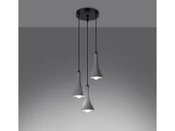 Lámparas colgantes Lum moderno de concreto - 3 fuentes luminosas 4000K - L.27 x A.115 cm - gris