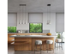 Lámparas colgantes Lum moderno de concreto - 3 fuentes luminosas 4000K - L.46 x A.110 cm - gris