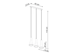 Lámparas colgantes Lum moderno de concreto - 3 fuentes luminosas 4000K - L.46 x A.110 cm - gris