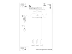 Lámparas colgantes Lum moderno de concreto - 3 fuentes luminosas 4000K - L.46 x A.110 cm - gris