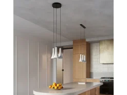 Lámparas colgantes Lum moderno de concreto - 3 fuentes luminosas 3000K - L.27 x A.115 cm - gris