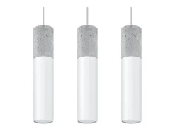 Lámparas colgantes Lume moderno de acero/hormigón - 3 fuentes luminosas 3000K - L.45 x A.90 cm - blanco/gris
