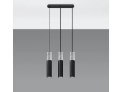 Lámparas colgantes Lume moderno de acero/hormigón - 3 fuentes luminosas 3000K - L.45 x A.90 cm - negro/gris