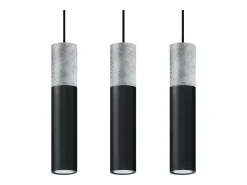 Lámparas colgantes Lume moderno de acero/hormigón - 3 fuentes luminosas 3000K - L.45 x A.90 cm - negro/gris