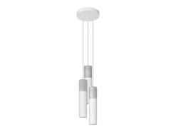 Lámparas colgantes Lume moderno de acero/hormigón - 3 fuentes luminosas 3000K - L.20 x A.110 cm - blanco/gris