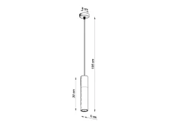 Lámparas colgantes Lume moderno de acero/hormigón - 1 fuentes luminosas 3000K - L.8 x A.105 cm - negro/gris