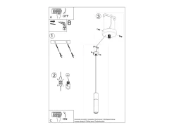 Lámparas colgantes Lume moderno de acero/hormigón - 1 fuentes luminosas 3000K - L.8 x A.105 cm - negro/gris