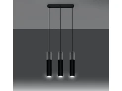 Lámparas colgantes Lume moderno de acero/hormigón - 3 fuentes luminosas 4000K - L.45 x A.90 cm - negro/gris