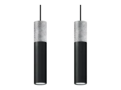Lámparas colgantes Lume moderno de acero/hormigón - 2 fuentes luminosas 4000K - L.30 x A.90 cm - negro/gris