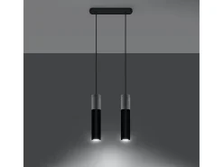 Lámparas colgantes Lume moderno de acero/hormigón - 2 fuentes luminosas 4000K - L.30 x A.90 cm - negro/gris