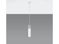 Lámparas colgantes Lume moderno de acero/hormigón - 1 fuentes luminosas 3000K - L.8 x A.105 cm - blanco/gris