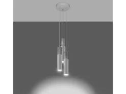 Lámparas colgantes Lume moderno de acero/hormigón - 3 fuentes luminosas 4000K - L.20 x A.110 cm - blanco/gris