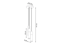 Lámparas colgantes Lume moderno de acero/hormigón - 3 fuentes luminosas 4000K - L.20 x A.110 cm - blanco/gris