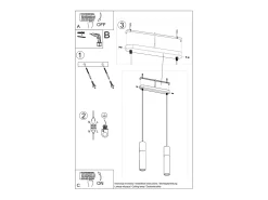 Lámparas colgantes Lume moderno de acero/hormigón - 2 fuentes luminosas 3000K - L.30 x A.90 cm - negro/gris