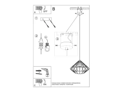 Lámparas colgantes Neoteru industrial de acero - 1 fuentes luminosas 3000K - L.32 x A.120 cm - negro