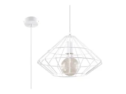 Lámparas colgantes Neoteru industrial de acero - 1 fuentes luminosas 4000K - L.32 x A.120 cm - blanco