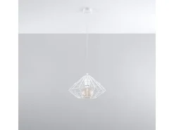 Lámparas colgantes Neoteru industrial de acero - 1 fuentes luminosas 3000K - L.32 x A.120 cm - blanco