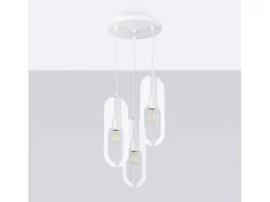 Lámparas Colgantes Nicus Moderno De Acero - 3 Fuentes Luminosas - L.43 X A.130 Cm - Blanco