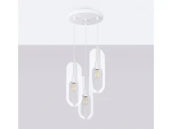 Lámparas Colgantes Nicus Moderno De Acero - 3 Fuentes Luminosas - L.43 X A.130 Cm - Blanco
