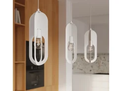 Lámparas Colgantes Nicus Moderno De Acero - 1 Fuentes Luminosas - L.11 X A.140 Cm - Blanco