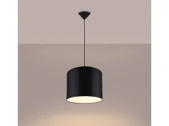 Lámparas Colgantes Nova Minimalista De Tela/Pvc - 1 Fuentes Luminosas - L.30 X A.88 Cm - Negro