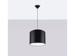 Lámparas Colgantes Nova Minimalista De Tela/Pvc - 1 Fuentes Luminosas - L.30 X A.88 Cm - Negro