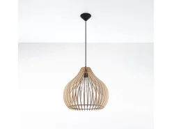 Lámparas colgantes Novidera escandinavo de madera - 1 fuentes luminosas 3000K - L.40 x A.110 cm - madera natural