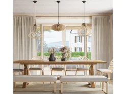 Lámparas colgantes Novidera escandinavo de madera - 1 fuentes luminosas 3000K - L.40 x A.110 cm - madera natural