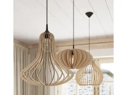 Lámparas colgantes Novidera escandinavo de madera - 1 fuentes luminosas 3000K - L.40 x A.110 cm - madera natural
