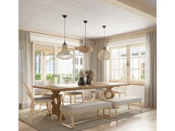 Lámparas colgantes Novidera escandinavo de madera - 1 fuentes luminosas 4000K - L.40 x A.110 cm - madera natural