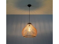 Lámparas colgantes Novidera escandinavo de madera - 1 fuentes luminosas 4000K - L.40 x A.110 cm - madera natural