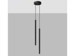 Lámparas Colgantes Pastelo Moderno De Acero - 2 Fuentes Luminosas - L.15 X A.118 Cm - Negro