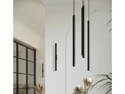 Lámparas Colgantes Pastelo Moderno De Acero - 2 Fuentes Luminosas - L.15 X A.118 Cm - Negro