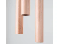 Lámparas Colgantes Pastelo Moderno De Acero/Madera - 3 Fuentes Luminosas - L.19,5 X A.115 Cm - Madera