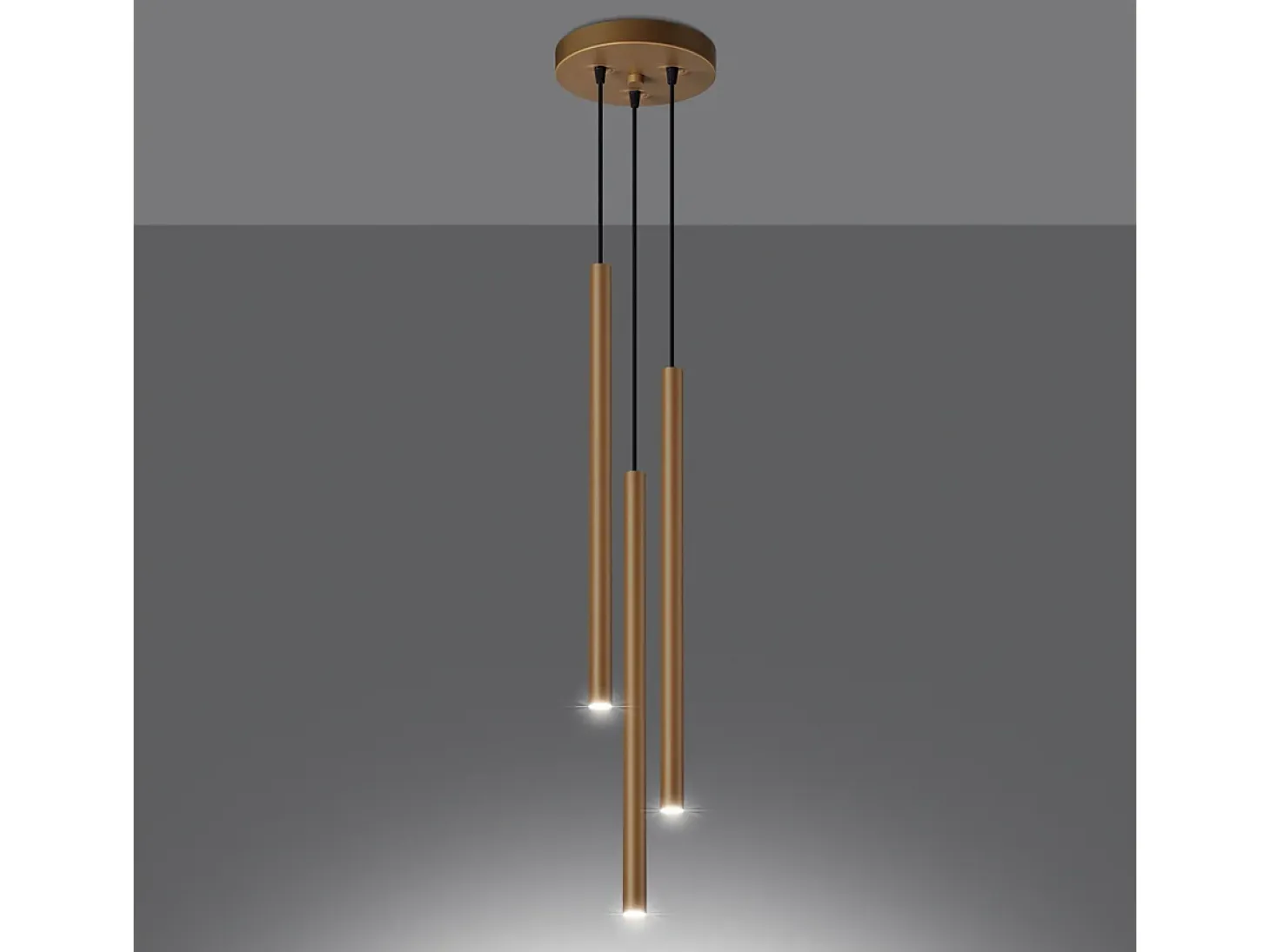 Lámparas Colgantes Pastelo Moderno De Acero - 3 Fuentes Luminosas - L.20 X A.115 Cm - Dorado