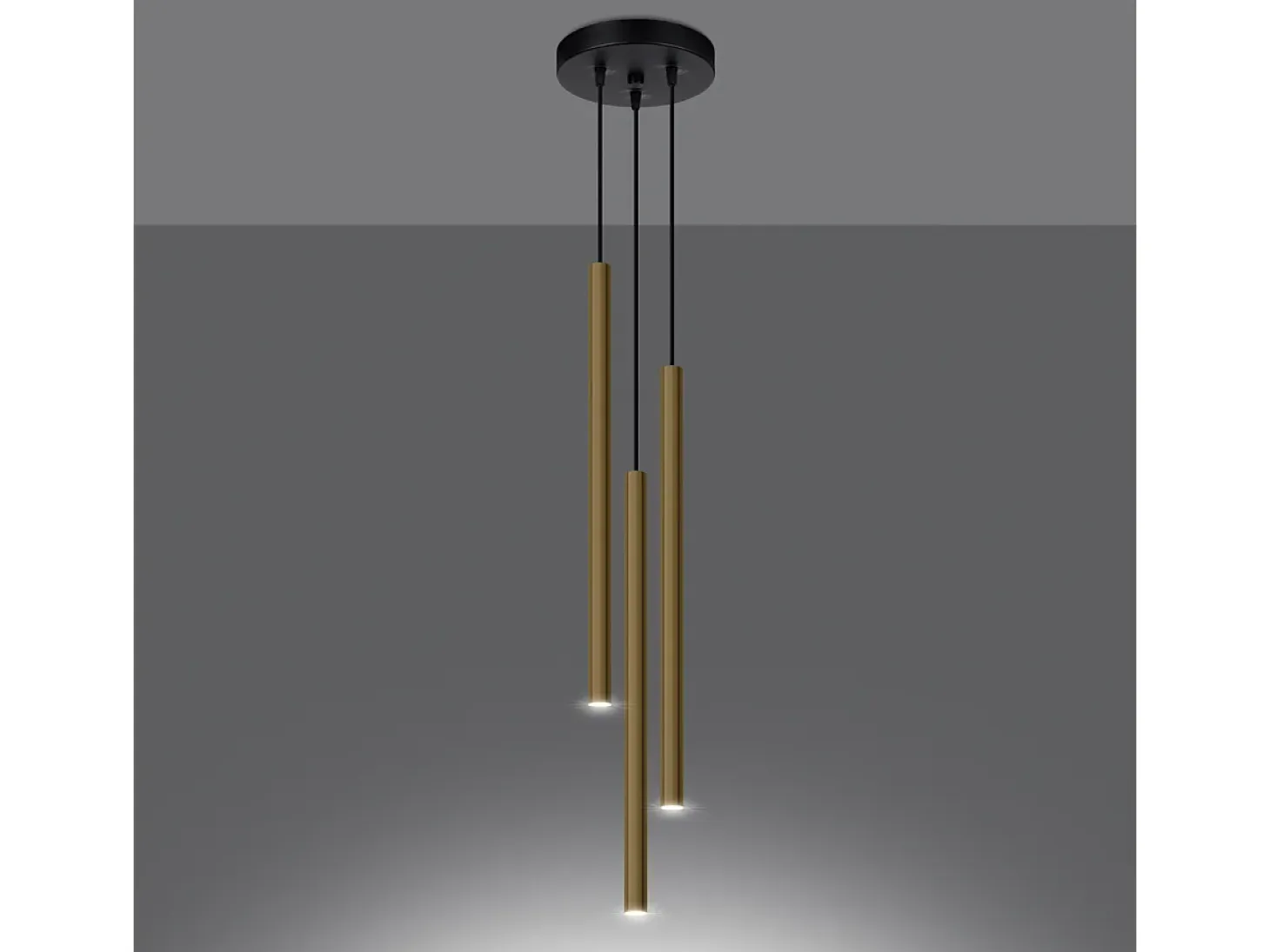 Lámparas Colgantes Pastelo Moderno De Acero - 3 Fuentes Luminosas - L.20 X A.90 Cm - Brillo Dorado