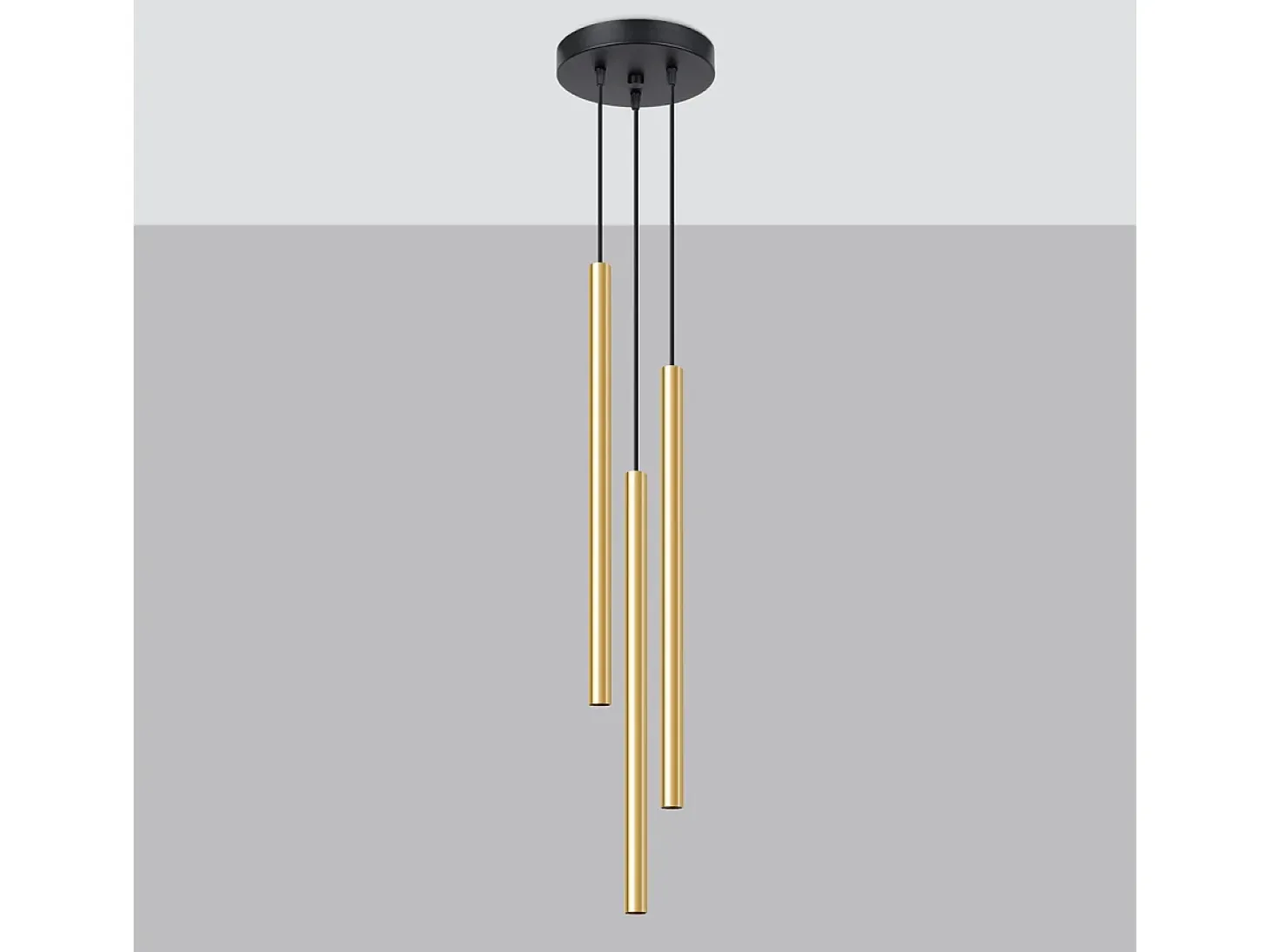 Lámparas Colgantes Pastelo Moderno De Acero - 3 Fuentes Luminosas - L.20 X A.90 Cm - Brillo Dorado