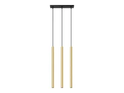 Lámparas Colgantes Pastelo Moderno De Acero - 3 Fuentes Luminosas - L.30 X A.90 Cm - Brillo Dorado