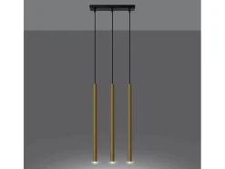 Lámparas Colgantes Pastelo Moderno De Acero - 3 Fuentes Luminosas - L.30 X A.90 Cm - Brillo Dorado