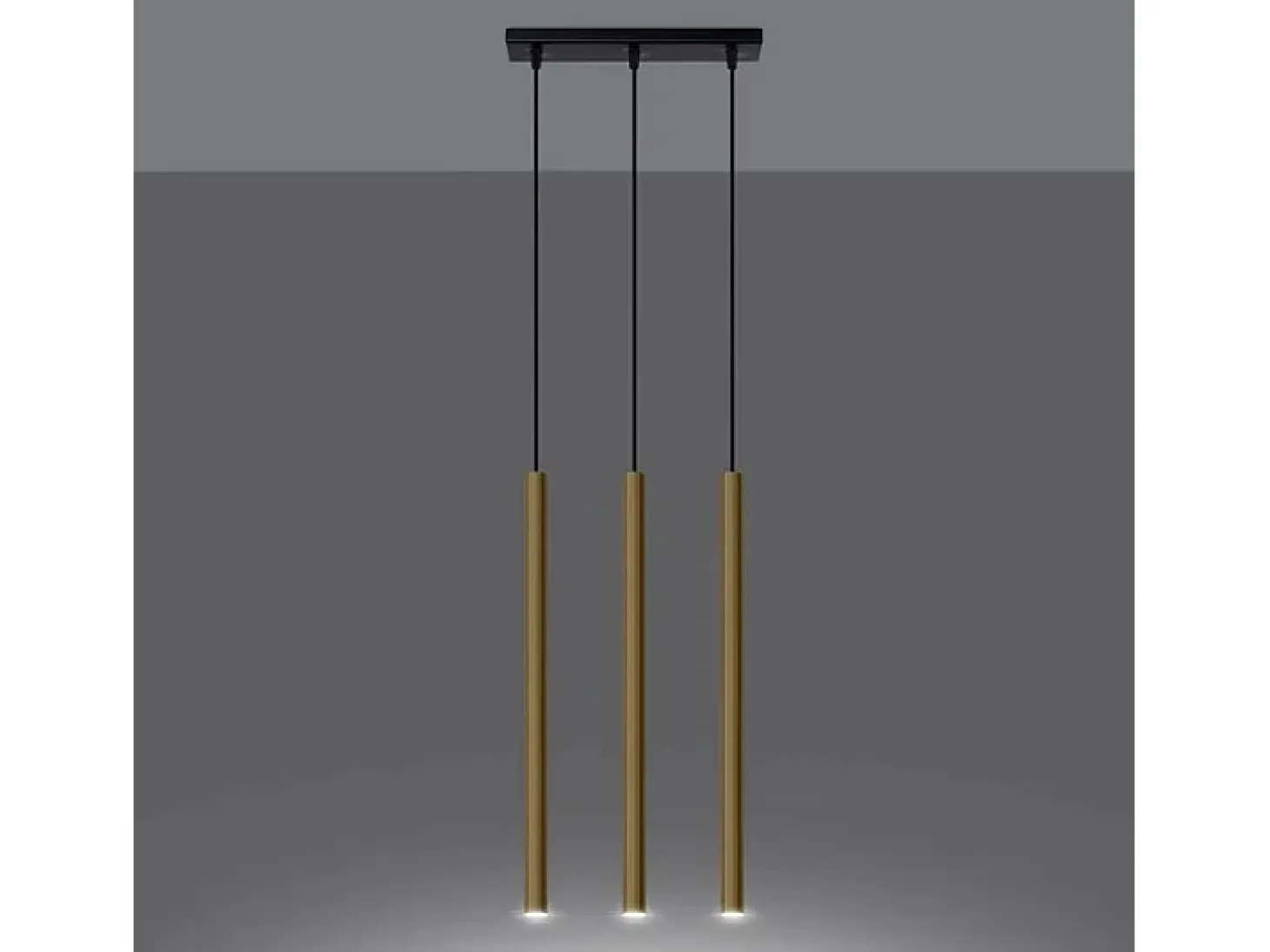 Lámparas Colgantes Pastelo Moderno De Acero - 3 Fuentes Luminosas - L.30 X A.90 Cm - Brillo Dorado
