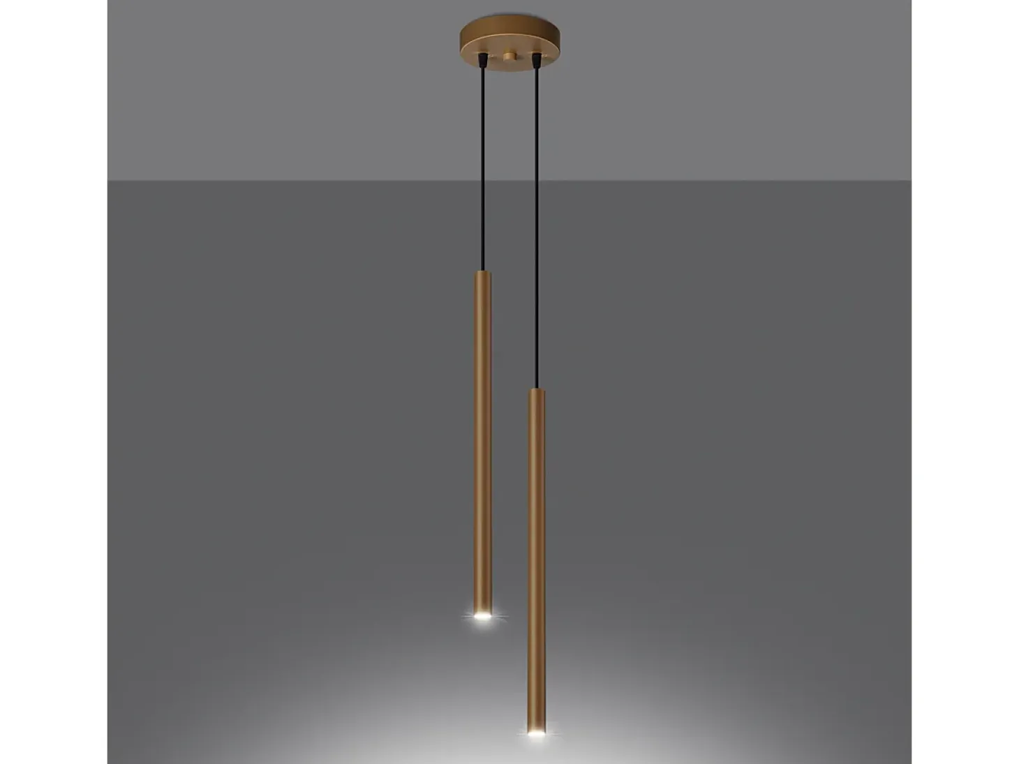 Lámparas Colgantes Pastelo Moderno De Acero - 2 Fuentes Luminosas - L.15 X A.118 Cm - Dorado