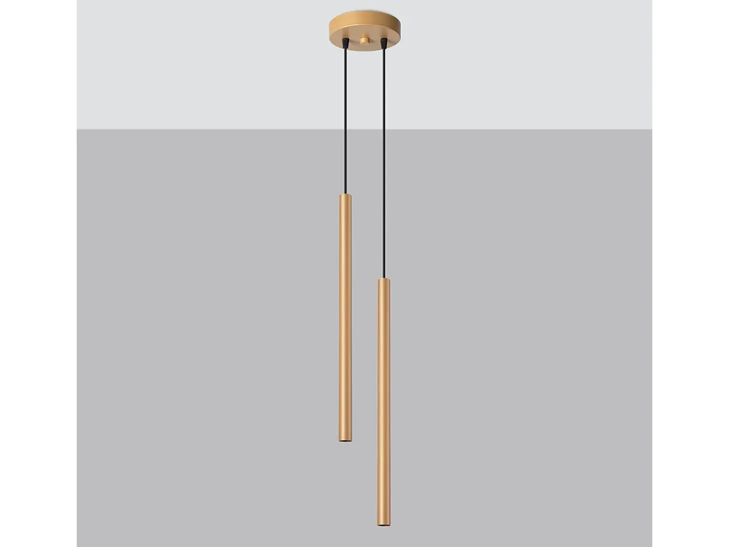 Lámparas Colgantes Pastelo Moderno De Acero - 2 Fuentes Luminosas - L.15 X A.118 Cm - Dorado