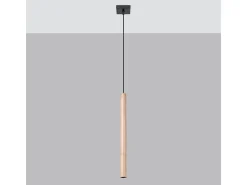 Lámparas Colgantes Pastelo Moderno De Acero/Madera - 1 Fuentes Luminosas - L.8 X A.120 Cm - Madera