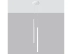 Lámparas Colgantes Pastelo Moderno De Acero - 2 Fuentes Luminosas - L.15 X A.118 Cm - Blanco