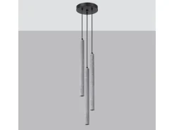 Lámparas Colgantes Pastelo Moderno De Concreto - 3 Fuentes Luminosas - L.19,5 X A.115 Cm - Gris